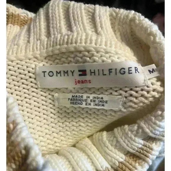 Tommy Hilfiger Cable Knit Sweater White Ivory Mock Neck Women’s Size Medium EUC! - Picture 8 of 9